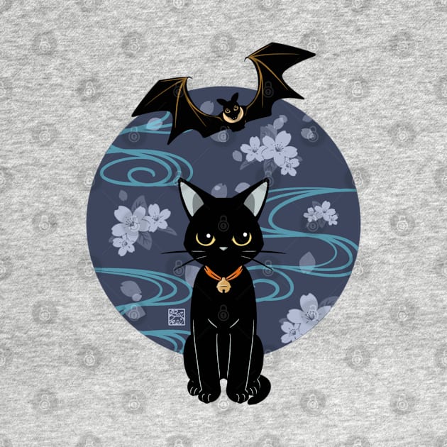 Flyingfox And Black Cat With Cherry Blossom by BATKEI